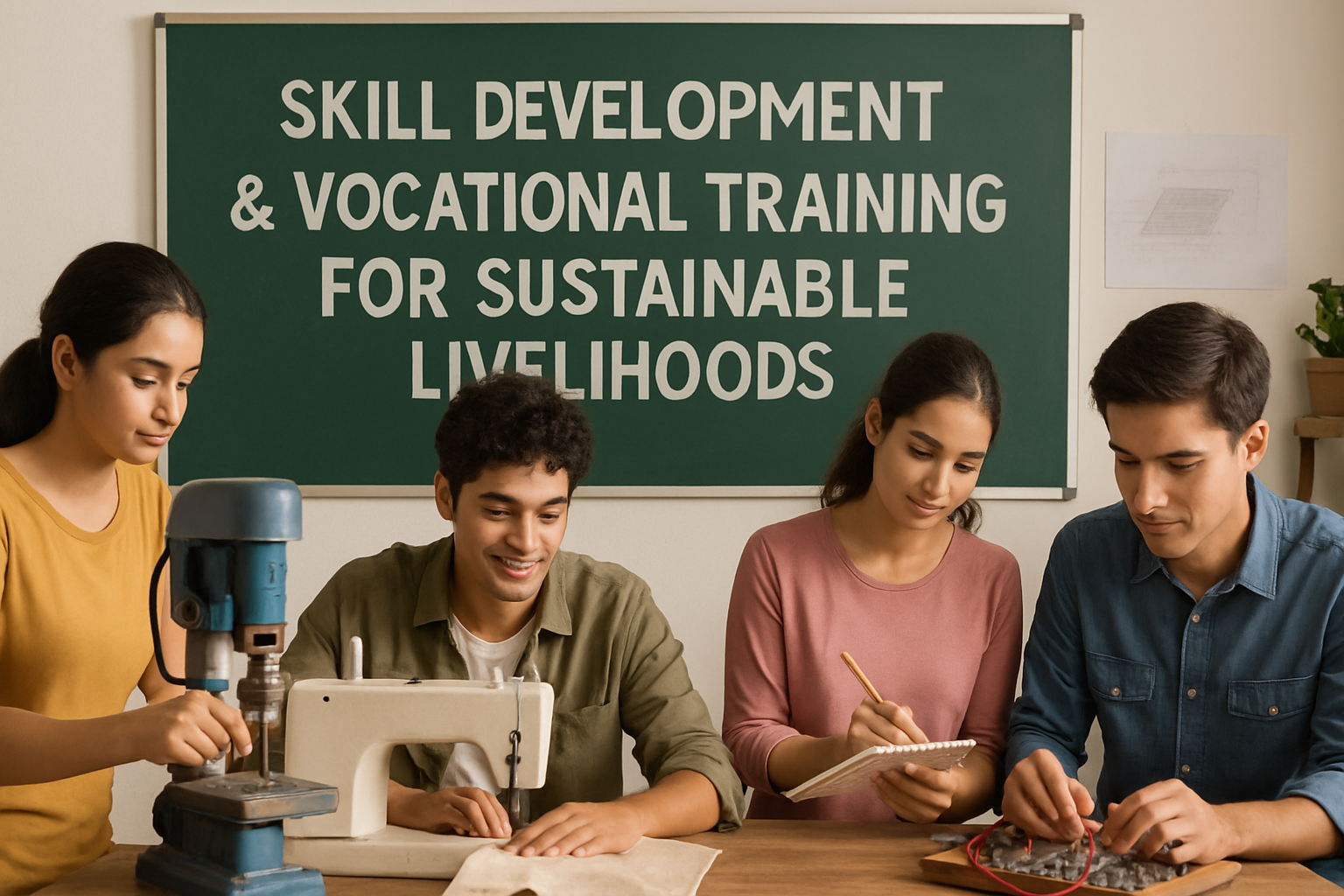 Young adults engaged in skill development and vocational training for sustainable livelihoods.